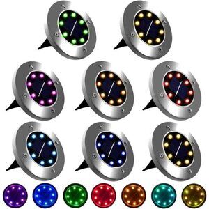 Solar Ground Lights, 8 Pack, Waterproof Outdoor Lights for Garden Yard Patio